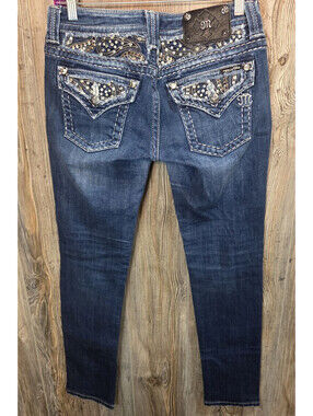 Miss Me Denim Blue Jean Wmn Sz 28 (30x31) Skinny JE606353R Studded Accent Buckle